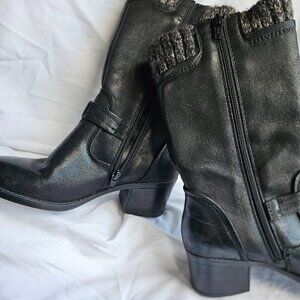 Baretraps Weslin Mid calf Side zip Chunk Heel Black Boots - Size 5.5